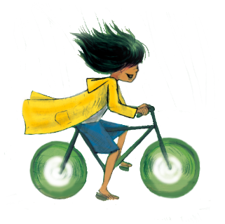 Luna girl on bicycle