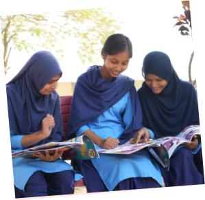 Girls reading together